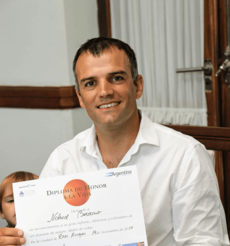 Nahuel Borcano, El primer donante efectivo de médula ósea de nuestra ciudad