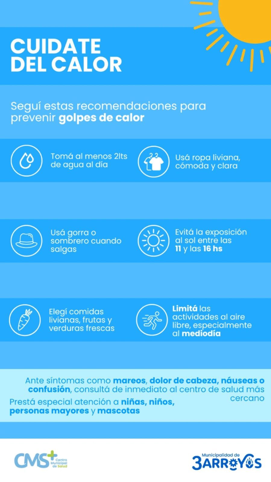 Recomendaciones para prevenir golpes de calor