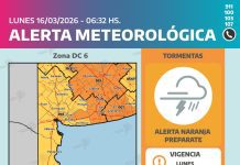 Alerta por tormentas para este lunes en Tres Arroyos