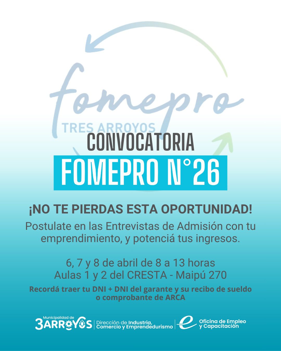 FOMEPRO 2026: inscripción abierta para emprendedores de todo el distrito