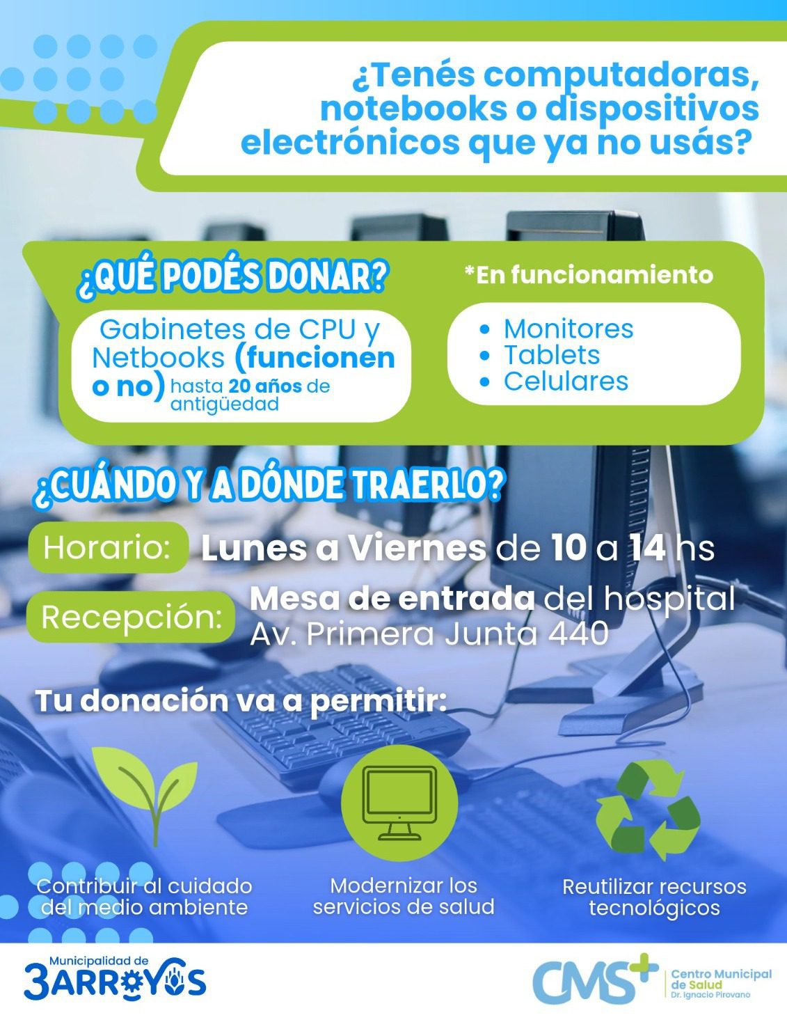 Campaña de donación de equipos tecnológicos para el Centro Municipal de Salud