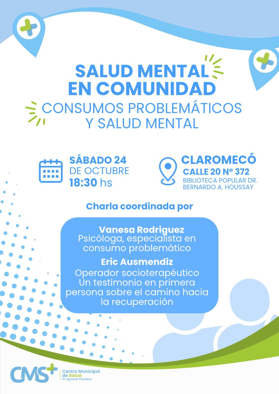 El Centro de Salud de Claromecó invita a una charla sobre consumos problemáticos y salud mental