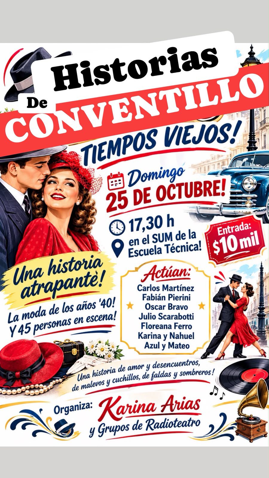 “Historias de conventillo” llega este domingo a la Escuela Técnica